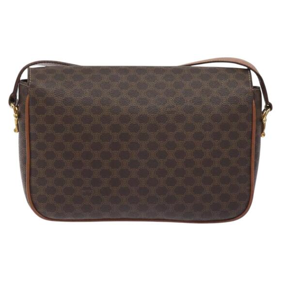 CELINE Macadam Canvas Shoulder Bag Pvc Leather Brown Gold - Picture 3 of 13